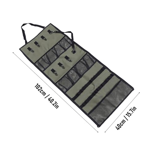 ciciglow Camping Hanging Organizer, Tent Organizer for Inside with Campsite Storage Straps & Mesh Pockets & Hanging Hooks for Camping, RV, Picnic, Green