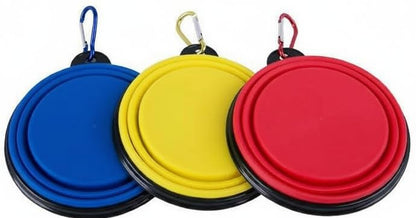 Silicone Foldable Pet Food Water Feeder, Collapsible Travel Bowl for Dog and Cat, Outdoor Portable (Yellow) - color: Yellow