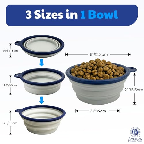 American Kennel Club 2-Pack Collapsible Travel Bowls for Dogs – Blue/Gray, Portable Food & Water Bowls - color: Blue/Gray