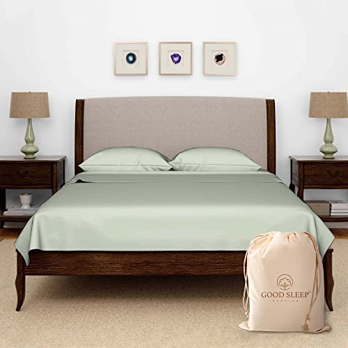 Olympic Queen Sheets Set, 100% Egyptian Cotton, Luxury 600 Thread Count, 4 Pc Super Queen Sheets Sets, Soft & Breathable, Snug Fit, 16" Deep Pocket Fitted Sheet, 2 Pillowcases & 1 Flat Sheet, Sage - color: Sage, size: Olympic Queen (66 x 80)