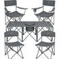 Camping Chair Set of 3, Outdoor Folding Camping Chairs for Heavy People with Cup Holder & Carry Bag,Collapsible Chair Include One Sofa Chair and Two Single Chair,Support up to 500lbs - color: Grey-5pcs