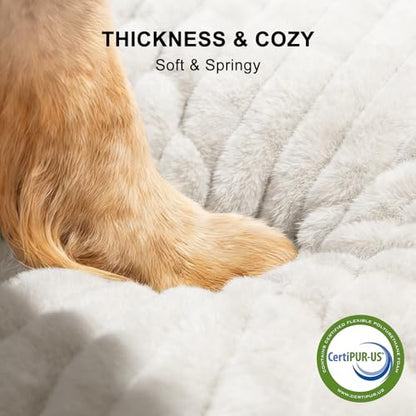 FURTIME Dog Bed Medium Size Dog, Washable Orthopedic Pet Bed with Removable Cover, Rectangle Soft Calming Sleeping Puppy Bed Durable Pet Cuddler with Anti-Slip Bottom, Cream, M Plus (30"x24"x8") - color: Cream, size: M Plus (30"x24"x8")