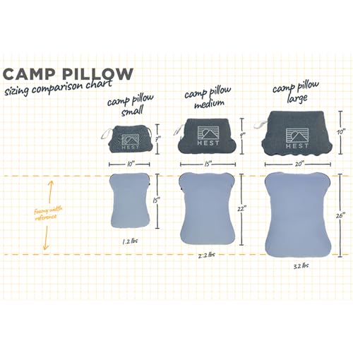 HEST Camp Pillow (Small) - Temperature Resilient Memory Foam - Essential for Camping, Backpacking, and Outdoor Adventures - Compact Packable Travel Pillow - 10" L x 15" W - style: Camp Pillow - Small