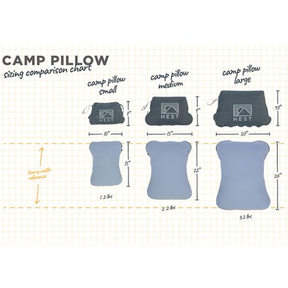 HEST Camp Pillow (Small) - Temperature Resilient Memory Foam - Essential for Camping, Backpacking, and Outdoor Adventures - Compact Packable Travel Pillow - 10" L x 15" W - style: Camp Pillow - Small