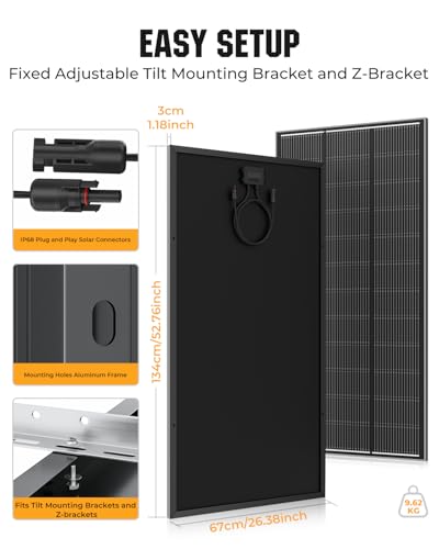 18BB 1200 Watt Solar Panel, 6pcs 200W N-Type Solar Panels, 25% High-Efficiency Monocrystalline Module PV, for 12V/24V Battery, Home, Trailer, Camping, Marine, Boat, Farm - style: 1200W-200W 6PC
