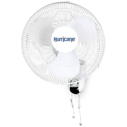 Hurricane Classic Oscillating Wall Mount Fan w/ 3 Quite Speeds, White, 16" - Corded Electric Air Cooling Unit w/ Easy Pull Cord Controls for Home, Grow Tents, Offices, Sheds, Studios, Garages & Dorms - style: Classic