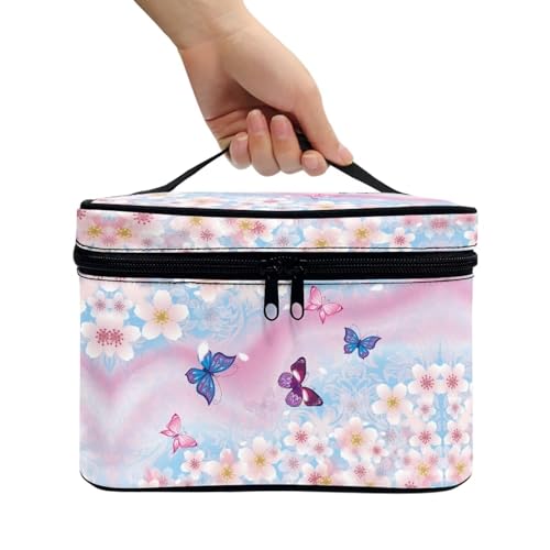 Flashideas Cherry Blossom Make Up Bag Zipper Makeup Organizer Large Capacity Travel Toiletry Bag Easy to Take Can Hold Makeup Brushes Skincare for Cosmetics Vertical Storage - color: Cherry Blossom 1