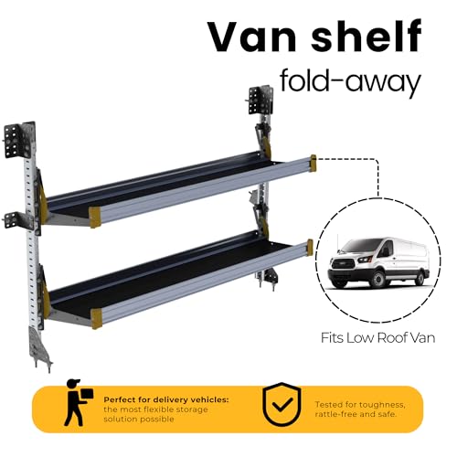 Fold-Away Van Shelving Unit, with 2 Shelves, 47.5" h x 72" w, F4-RA72-2