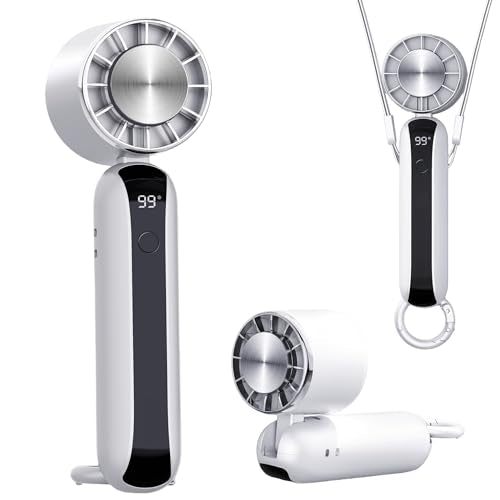 Portable Handheld Fan with Ice Cooling, 3 Speed Dual Turbo Fan, 3000mAh Rechargeable Battery, LED Digital Display, Personal Cooling Fan for Travel Commute Office Outdoor(F23) - color: F23