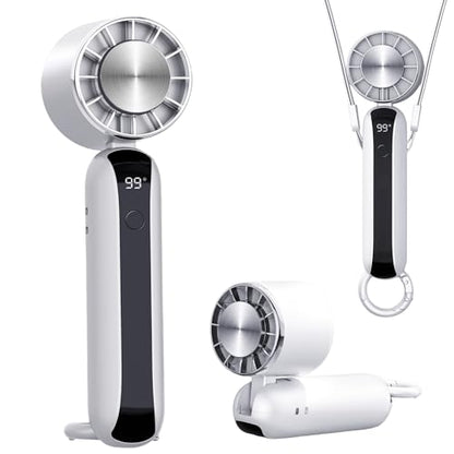 Portable Handheld Fan with Ice Cooling, 3 Speed Dual Turbo Fan, 3000mAh Rechargeable Battery, LED Digital Display, Personal Cooling Fan for Travel Commute Office Outdoor(F23) - color: F23