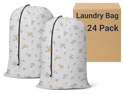 ZPECC Bulk Travel Laundry Bag,Extra Large Heavy Duty Laundry Bags 24 Pack,Washable Dirty Clothes Organizer for Commercial College Dorm Hotel Camping and Home Storage 30x40(Daisy) - color: Daisy