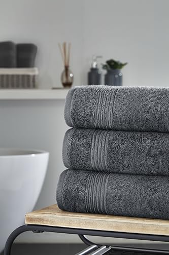Ozdilek 4-Piece Bath Towels, 27x54, 100% Turkish Cotton, Luxury Quick Dry, Extra Large, Fade-Resistant, Eco-Friendly, Spa Towel, Comfortable (Anthracite Grey) - color: Anthracite Grey
