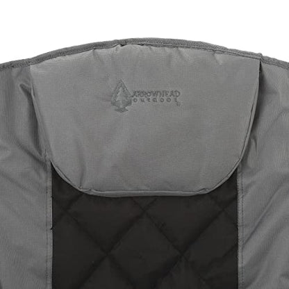 ARROWHEAD OUTDOOR Portable Deluxe Folding Camp Quad Chair w/Headrest, Glass & Cup Holders, Armest 6-can Cooler, Heavy Duty Carry Bag, 550 lbs Weight Capacity - color: Grey