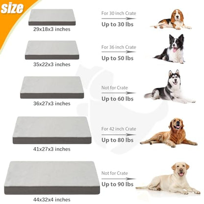 KSIIA Orthopedic Dog Bed - Waterproof, Large, Plush, Washable with Egg Crate Foam & Removable Cover & Nonskid Bottom, 36 x 27 Inch, Gray - color: Light Grey, size: 36.0"L x 27.0"W x 3.0"Th