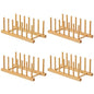 HBlife 4pcs Bamboo Dish Plate Bowl Cup Book Pot Lid Cutting Board Drying Rack Stand Drainer Storage Holder Organizer Kitchen Cabinet（Keep Dry） - color: Bamboo 6 Slots 4pcs