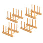 HBlife 4pcs Bamboo Dish Plate Bowl Cup Book Pot Lid Cutting Board Drying Rack Stand Drainer Storage Holder Organizer Kitchen Cabinet（Keep Dry） - color: Bamboo 3 Slots 4pcs