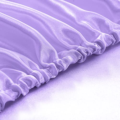 Homiest 3pcs Satin Sheets Set Luxury Silky Satin Bedding Set with Deep Pocket, 1 Fitted Sheet + 1 Flat Sheet + 1 Pillowcase (Twin Size, Lavender) - color: Lavender, size: Deep pocket - Twin size