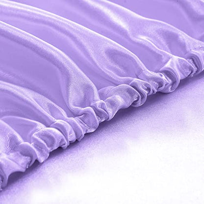 Homiest 3pcs Satin Sheets Set Luxury Silky Satin Bedding Set with Deep Pocket, 1 Fitted Sheet + 1 Flat Sheet + 1 Pillowcase (Twin Size, Lavender) - color: Lavender, size: Deep pocket - Twin size