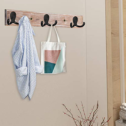 IBosins 10 Pack Heavy Duty Double Prong Coat Hooks Wall Mounted with 20 Screws Retro Double Hooks Utility Hooks for Coat, Scarf, Bag, Towel, Key, Cap, Cup, Hat - color: 10 Pcs Black