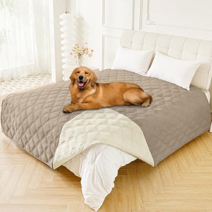 Smiry Waterproof Dog Bed Cover Blanket 82x102, Soft Reversible Pet Blanket, Washable Leakproof Cats Dogs Couch Cover for Sofa, Couch, Furniture, Taupe/Beige - color: Taupe/Beige, size: 82x102 Inch
