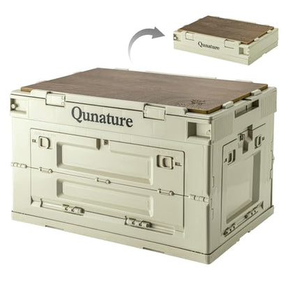 Collapsible Storage Bins with Lockable Doors & Removable Cutting Board, 60L Foldable Stackable Heavy-Duty Box for Camping, Picnic, Closet, Garage, and Moving Organization - size: 60L