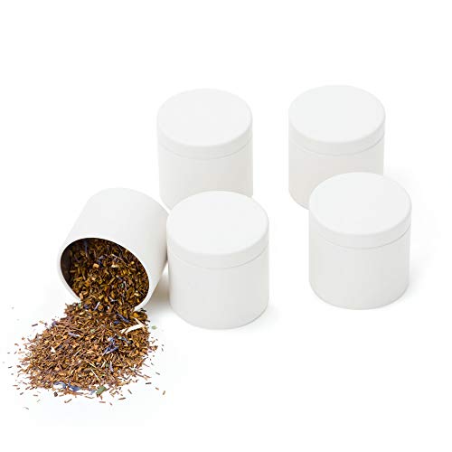 Mini Small Tin Can Box with Lids Canister for Coffee Tea Candy Storage Loose Leaf Tea Tin Containers Storage 5 Pcs (White, S) - color: White, size: S=(D:1.85"*H:1.77")