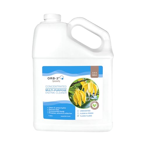 Orb-3 Multi-Purpose Enzyme Cleaner Concentrate, Ylang Ylang Scent, 1-Gallon Jug - Powerful Eco-Friendly Formula for Home, Commercial, and Industrial Use