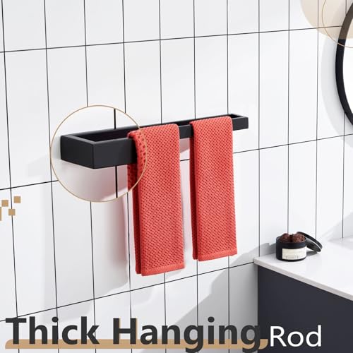 KOKOSIRI Towel Bar Matte Black Bath Towel Holder 16-Inch Kitchen Rack Stainless Steel for Bathroom Hardware Wall Mounted, 1 Pack B4008BK-L16 - color: Matte Black, size: 16-Inch