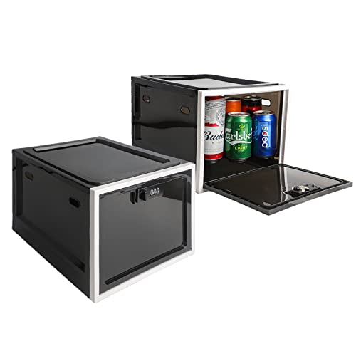 2 Pack Medicine Box with Combination Lock,Lock box for Medication Safe Storage Cabinet, Large Lockable Locker Container for Food,Snacks,Phone Jail,Toys,Marker Organizer,School Lockers Shelf - color: Black