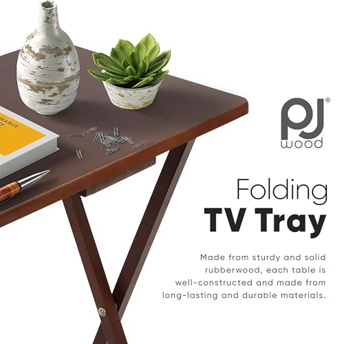 PJ Wood 2-Pack Folding TV Tray & Table, Multifunctional Foldable Set for Eating, Honey Oak - color: Honey Oak, size: 2-Piece Set