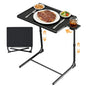 Adjustable TV Tray Table - 6 Height & 3 Tilt Angle Adjustments | Multifunctional Foldable Tray Table with Removeable Cup Holder for Eating or Working on Couch, Bed & Office
