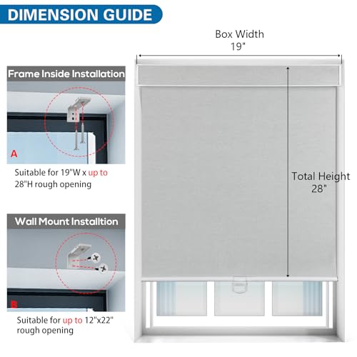 Cordless RV Blind, Blackout Window Curtain Pleated Shade for RV, Camper and Motorhome Window, Fit for 12" W x 22" H Rough Opening RV Window, Grayish White - size: 19"W x 28"H