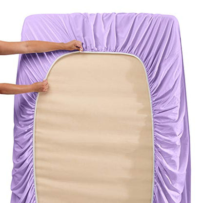 Hearth & Harbor Twin Size Sheets - 3 Piece Bed Sheet Set, Hotel Luxury Double Brushed Bed Sheets - Extra Soft Bedding Sheets & Pillowcases, Twin, Lavender - color: Lavender, size: Twin