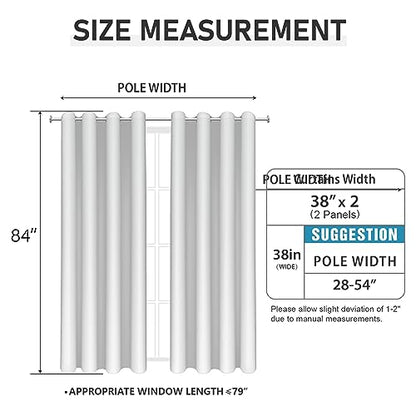 BUHUA White Blackout Curtains, Silver Curtains, Grommet Top Bedroom Curtains 2 Panel Sets, Elegant Silver Tree Branches Print Window Treament for Livingroom 38W x 84L, Greyish White - color: Greyish White, size: 38"W x 84"L (Pack of 2)