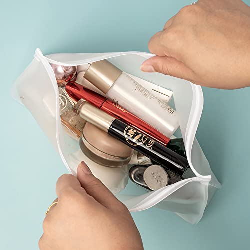 SPLF 4 Pack Leakproof Clear Toiletry bags, TSA Approved Quart Size Zipper Bags, BPA Free Travel Makeup Cosmetic Bags for Women Men, Carry on Airport Airline Compliant Bags - size: 2 Large 2 Medium