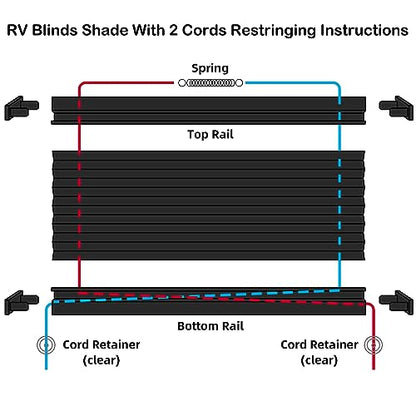 NOVINO RV Blinds Repair Kit for Camper Window, Pleated RV Shade Repair Kit, Camper Blinds String Maintain for Day Night Pleated Window Shade-Black - color: Black