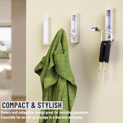Wall Hooks for Hanging Coat, Heavy Duty Metal Hooks with Folding Storage Foldable Wall Hooks for Entryway Bathroom Kitchen Bags Towels Closet, 4Pcs Silver - color: 4-Silver