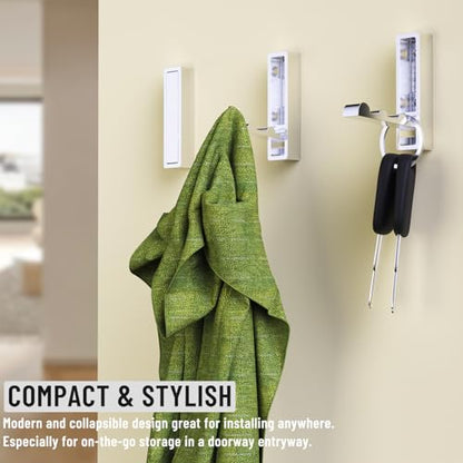 Wall Hooks for Hanging Coat, Heavy Duty Metal Hooks with Folding Storage Foldable Wall Hooks for Entryway Bathroom Kitchen Bags Towels Closet, 4Pcs Silver - color: 4-Silver