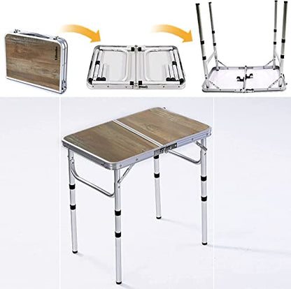 YihuiKo Small Folding Table, 3 Adjustable Heights Picnic Table, Outdoor Folding Table with Storage Mesh Layer, Portable Table for Outdoor & Indoor - size: 24"L x 16"W x 24"H