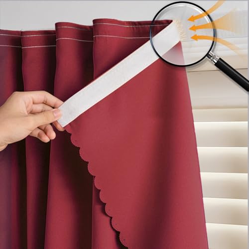 Self Adhesive Curtains - No Drilling, No Rod, Easy to Install Blackout Curtains for Window Blinds,Bedroom(Burgundy 35 * 59in-1P) - color: Burgundy, size: 35"W x 59"L (Pack of 1)