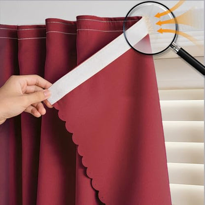 Self Adhesive Curtains - No Drilling, No Rod, Easy to Install Blackout Curtains for Window Blinds,Bedroom(Burgundy 35 * 59in-1P) - color: Burgundy, size: 35"W x 59"L (Pack of 1)