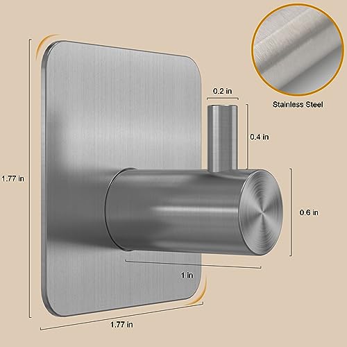 Honmein 6 Pcs Adhesive Wall Hooks for Hanging - Waterproof Shower Hooks, Heavy Duty Towel Hooks for Bathrooms, Kitchens, and Offices (Silver) - color: Silver