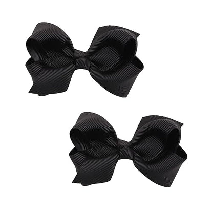 Baby Girl's 2Pcs Cute 3 Inch Pure Color Bow-knot Hair Clip for Photography Travel Daily Life (Black) - color: Black
