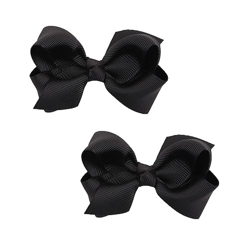 Baby Girl's 2Pcs Cute 3 Inch Pure Color Bow-knot Hair Clip for Photography Travel Daily Life (Black) - color: Black