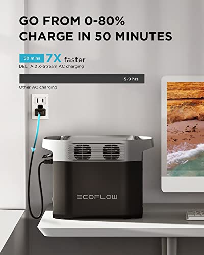 EF ECOFLOW Portable Power Station DELTA2 with Smart Extra Battery, Expand Capacity from 1024Wh to 2048Wh, Solar Generator for Home Backup, Emergency, Outdoor Camping - style: DELTA 2 with Extra Battery