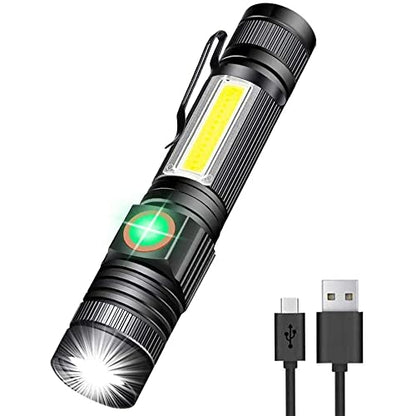 Hoxida Rechargeable Flashlight(Battery Included), Magnetic LED Flashlight with COB sidelight, 1200 Lumen Super Bright LED, Waterproof, Zoomable, 4 Modes Best Flashlight for Camping, Emergency - color: 1pack Magnetic flashlight
