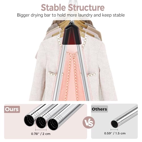 TOOLF Clothes Drying Rack Foldable, Laundry Drying Rack Stainless Steel, Portable Clothes Rack, Clothing Garment Rack, Drying Rack for Clothing, Indoor Outdoor, Free-Standing, Large Capacity - size: 48 inch New