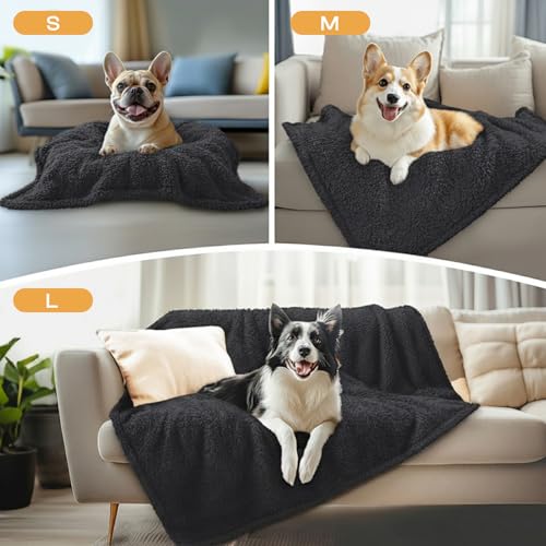 1 Pack 3 Calming Blankets Fluffy Premium Fleece Pet Blanket Soft Sherpa Throw for Dog Puppy Cat Black Large (41"x31") - color: Black, size: Large (Pack of 3)