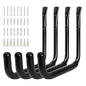 KURUI 10" Garage Organization Wall Hooks, 66 LB Heavy Duty Water Hose Holder for Hanging Ladder Extension Cord Garden Tool Cable, 4 Pcs, Black - size: 10''-4pcs