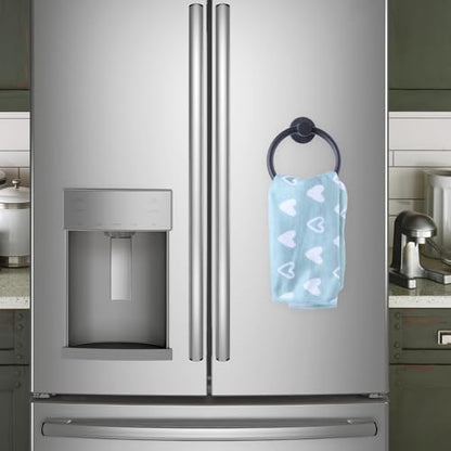Magnetic Towel Holder for Refrigerator, Magnet Towel Ring Hand Towel Bar Hook Hanger for Fridge, Kitchen Dishwasher, Stove, Oven, Sink, Laundry Washer, Dryer, Black
